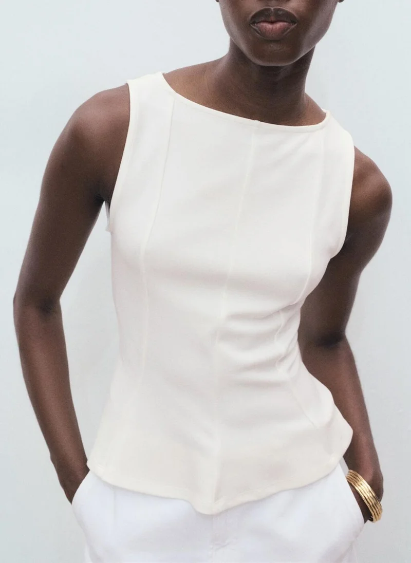 Peplum top with seam detail